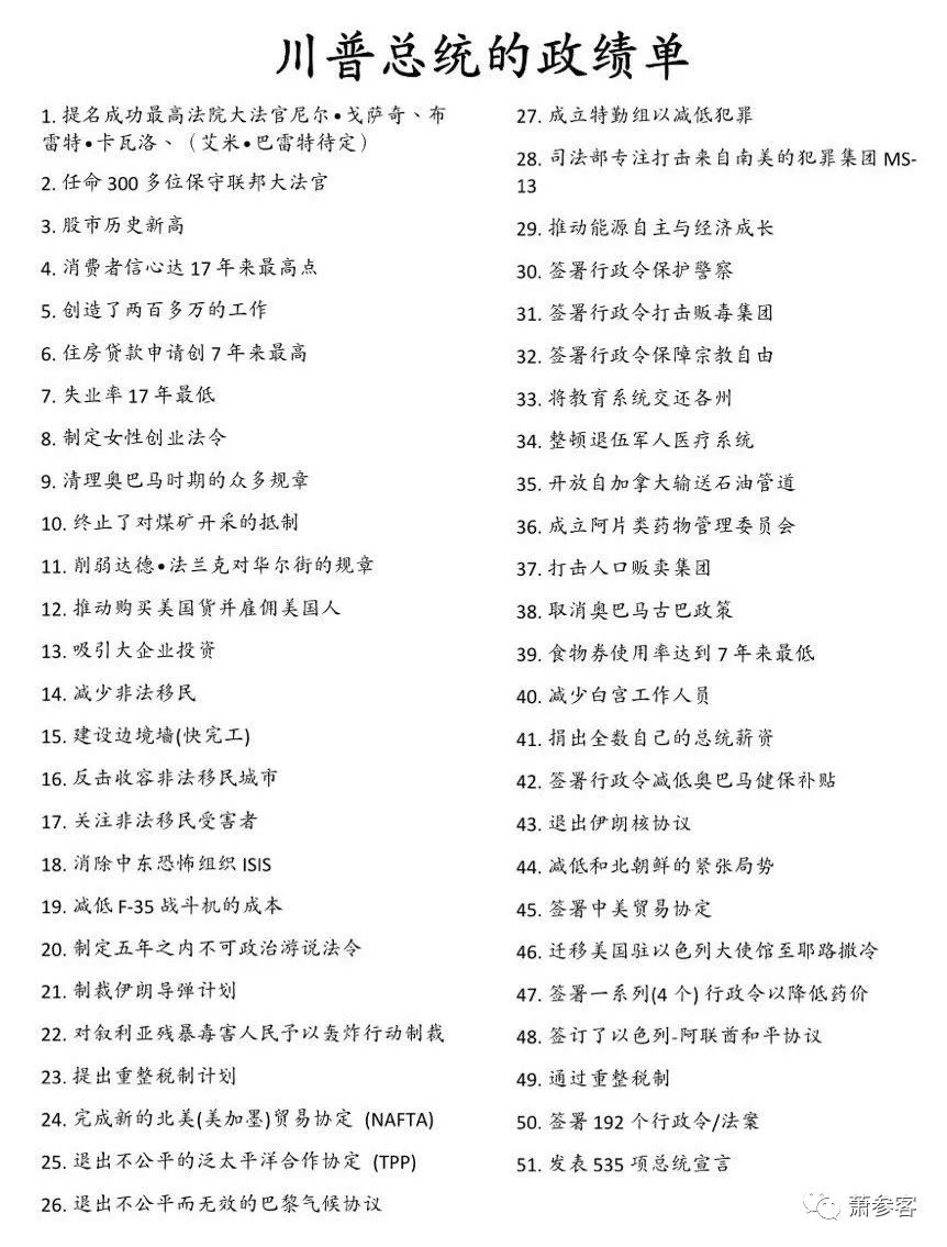 川普的成就