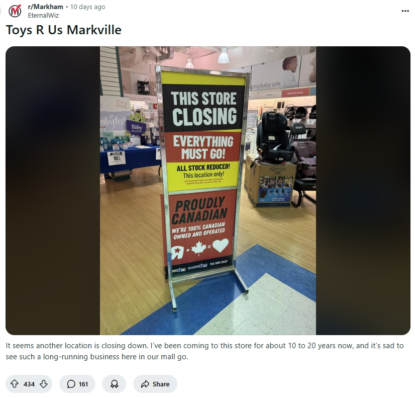 突然關店！萬錦Markville商場20年曆史老店結業清倉！華人唏噓“孩子的回憶！”