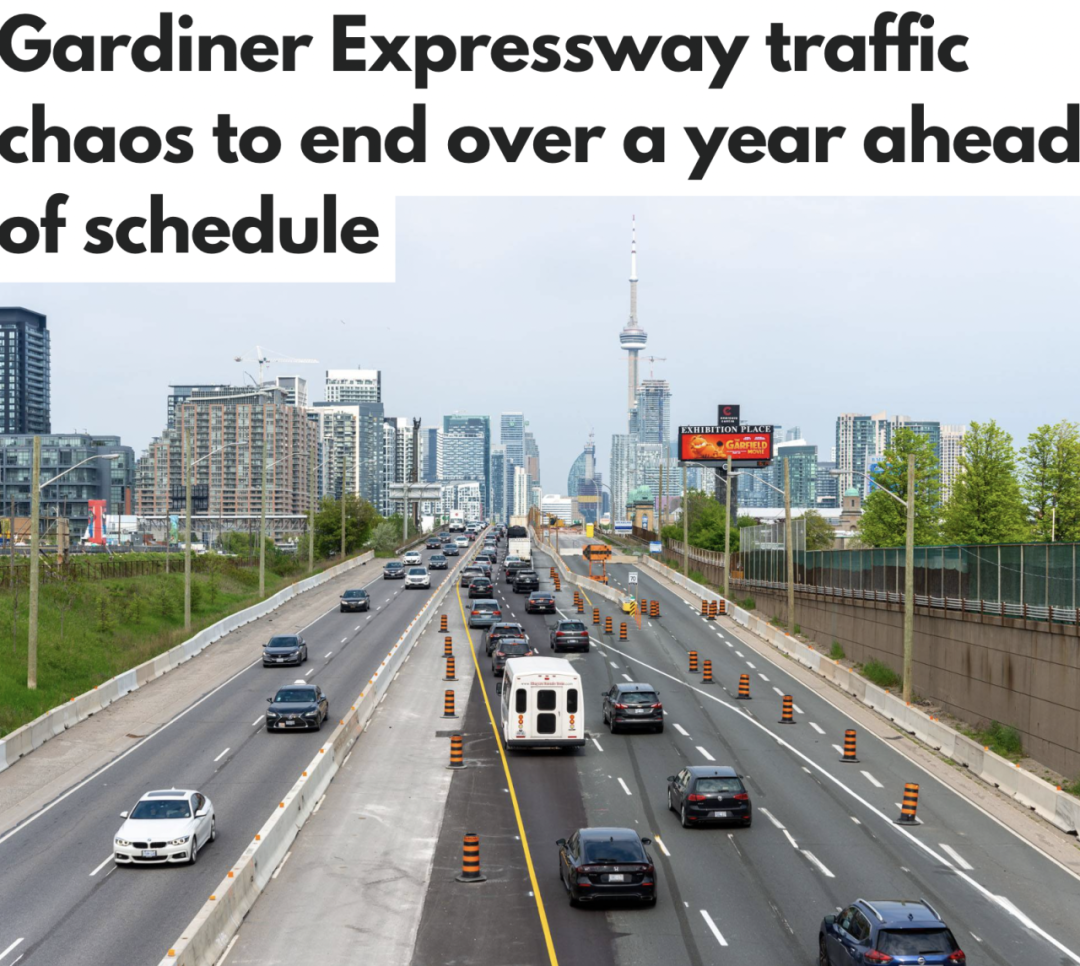 終於不堵了！Gardiner高速提前完工開放道路！