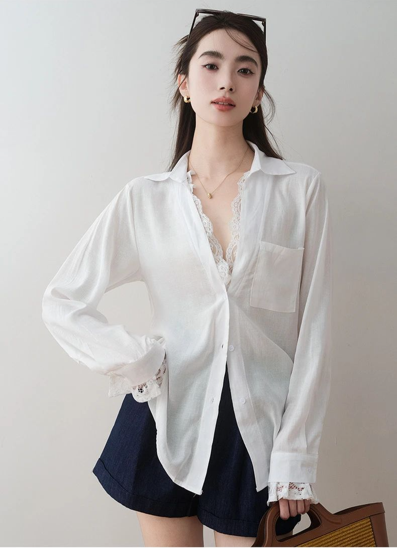 早春流行的蕾絲白襯衣，又美又性感