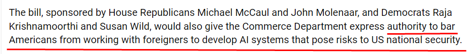 真狠！美國眾議院宣佈：限制中國人從事AI/ML職業