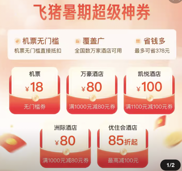 飛豬378元券包！萬豪閃促送6500分！