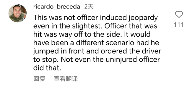 警察被撞了，中美兩國評論區畫風驚人一致