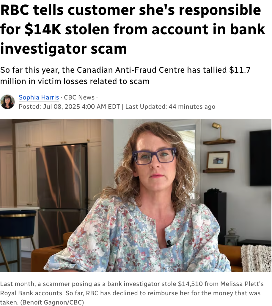 加拿大女子要哭了，接個電話就損失$14000！RBC立即發現但拒絕賠償