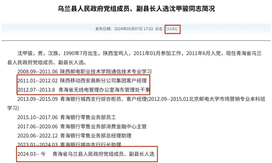 刷屏的簡歷！90後櫃員掛職副縣長….
