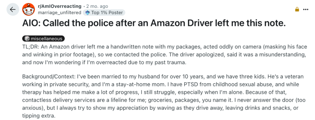 細思極恐！女子收到Amazon司機手寫讚美字條一看監控人嚇傻了….