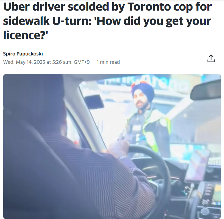 嚇人！加拿大印度司機在人行道上掉頭，警察怒斥：“駕照怎麼拿的？”網友：“買來的唄！”