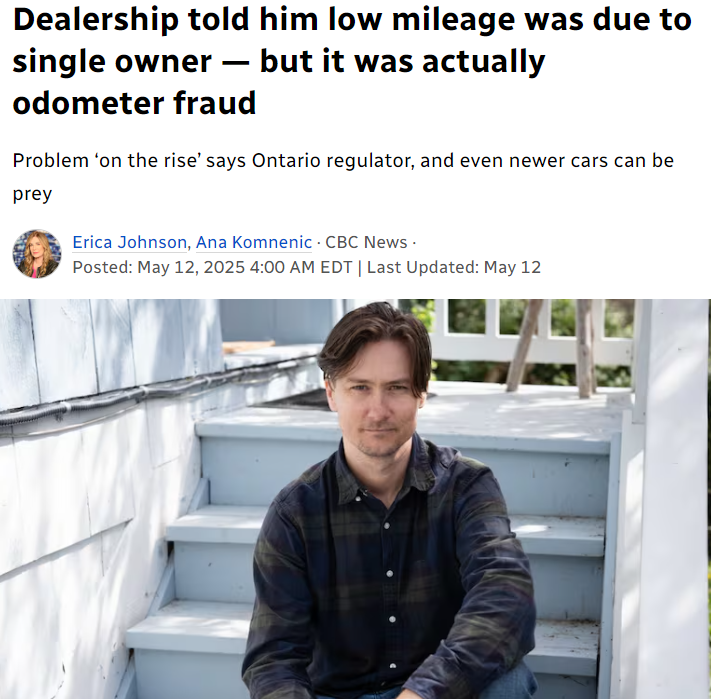 被坑慘！加拿大男子剛買的二手車出問題，結果竟是里程欺詐！華人車行卷入風波！