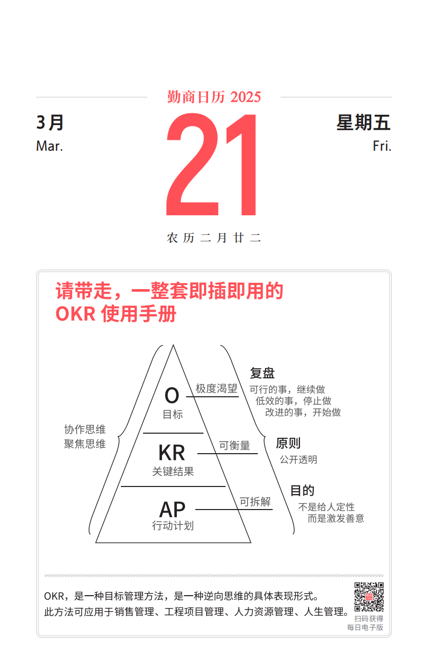 03月21日（勤商日曆卡片）：請帶走，一整套即插即用的OKR使用手冊